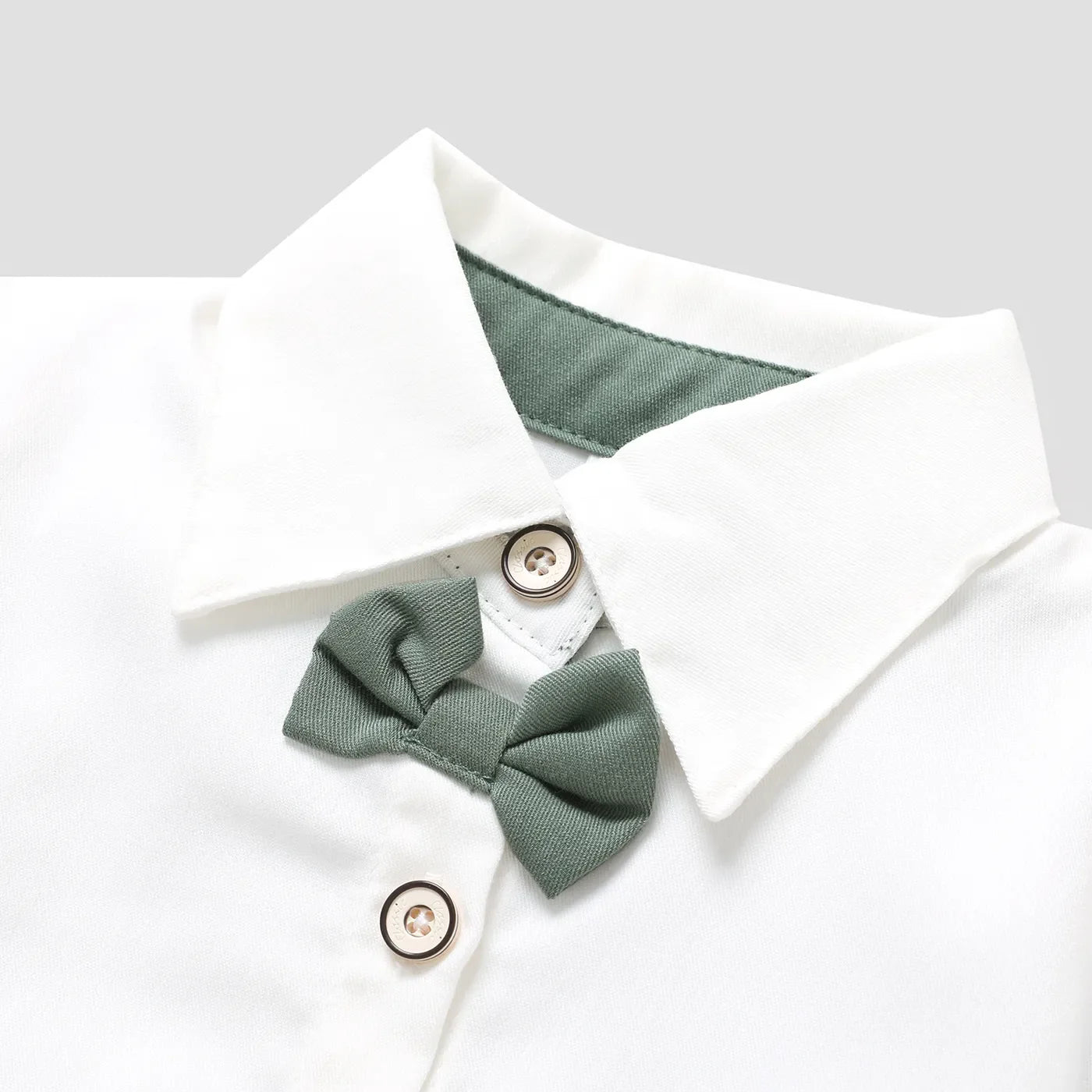 Baby Boy Party Gentle Bow Tie Shirt and Suspender Shorts Set White