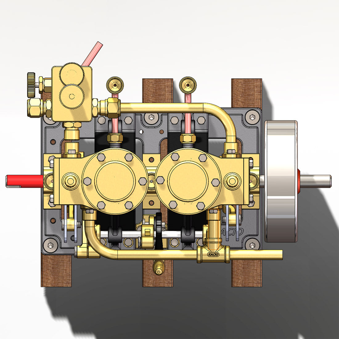 KACIO LS2-14 2 Cylinders Reciprocating Retro Steam Engine Model for Model Ship Model Boat Above 80cm