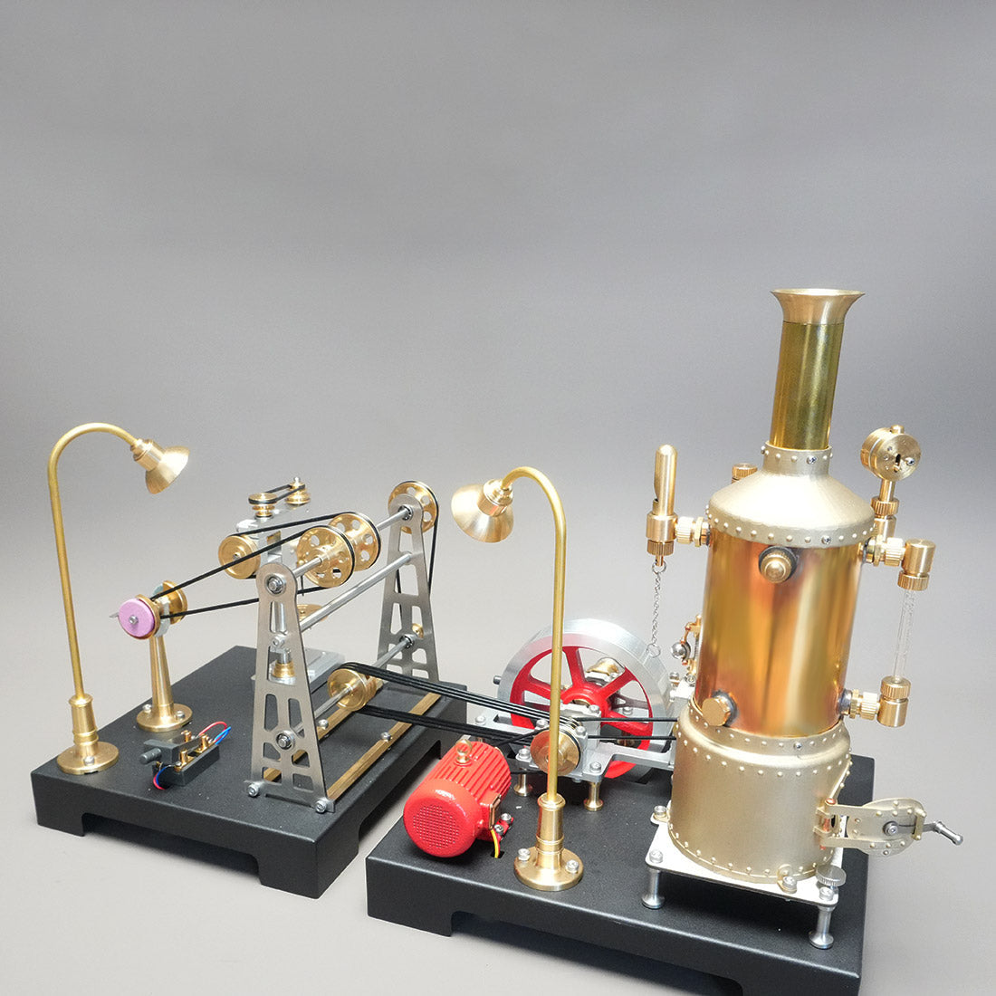 RETROL SE-03 Working Stationary Mill Steam Engine Model Kit with Boiler, Generator and Lamp Stand