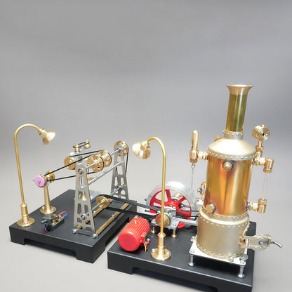 RETROL SE-03 Working Stationary Mill Steam Engine Model Kit with Boiler, Generator and Lamp Stand