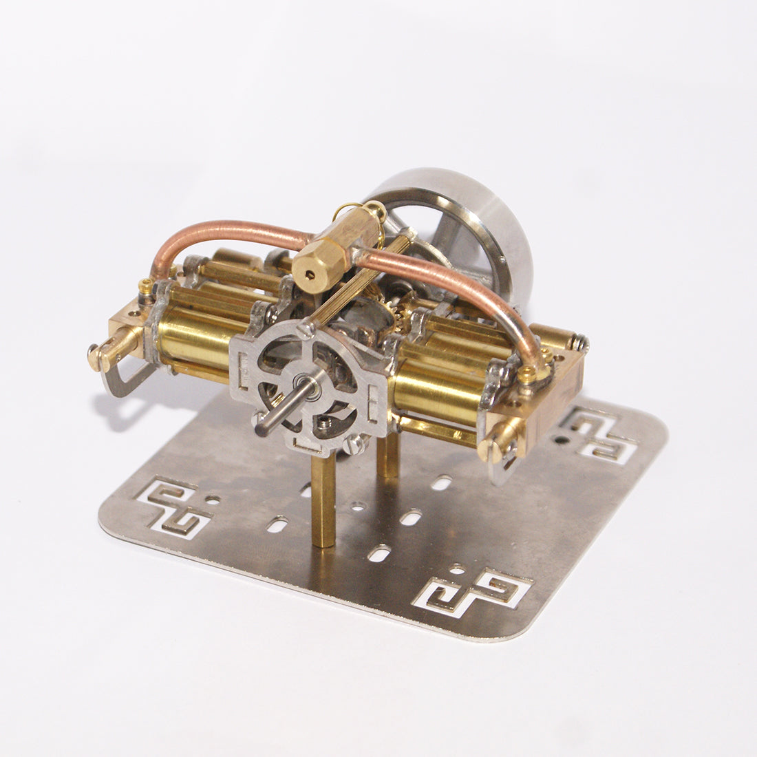 Mini 4 Cylinders Horizontally Opposed Steam Engine Model without Boiler for Model Ship Gift Collection - Enginediy