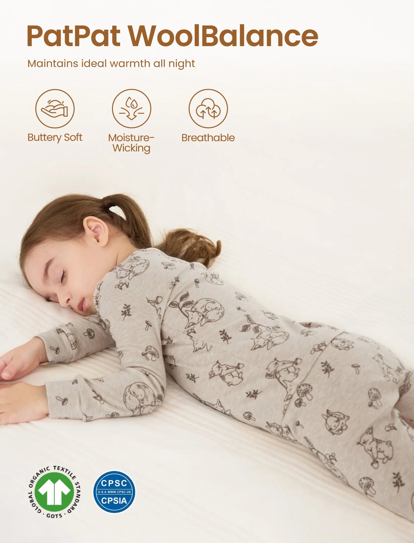 Toddler / Kids 2-piece Pajamas With Animal Print ( Snug-Fitting ) Apricot