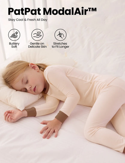 Baby 2-piece Tencel Modal Pajamas Set for Girls / Boys ( Snug-Fitting ) Apricot