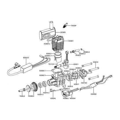 EPHIL X-38cc-S Pro Electric Startar Spark Plug Two-Stroke Single Cylinder Side Exhaust Gasoline Engine Model for Fixed-Wing Aircraft Models