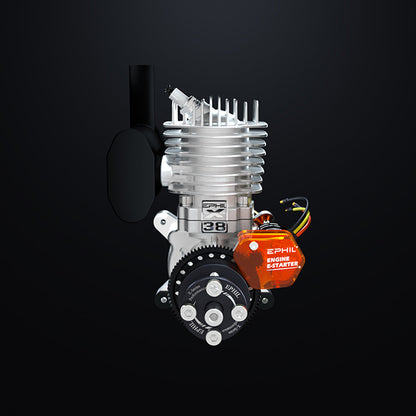 EPHIL X-38cc-S Pro Electric Startar Spark Plug Two-Stroke Single Cylinder Side Exhaust Gasoline Engine Model for Fixed-Wing Aircraft Models