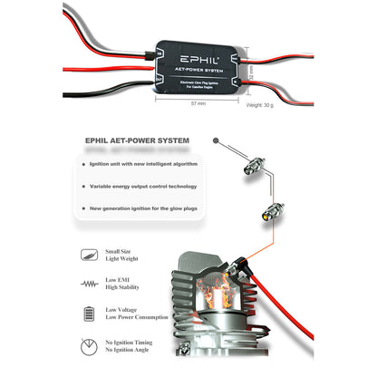 EPHIL XG-38cc-R Pro Electric Starter Glow Plug Two-Stroke Single Cylinder Side Exhaust Gasoline Engine Model for Fixed-Wing Aircraft Models
