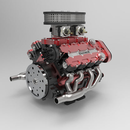 ENJOMOR V8 GS-V8 PRO 78cc DOHC Gasoline Engine with Starter Kit and Base - One Key Start