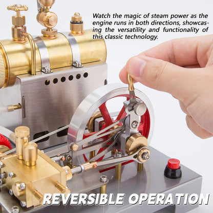 RETROL SE-02 Full Metal Stationary Steam Engine Model and Boiler Model Kit with Generator and Street Lamp