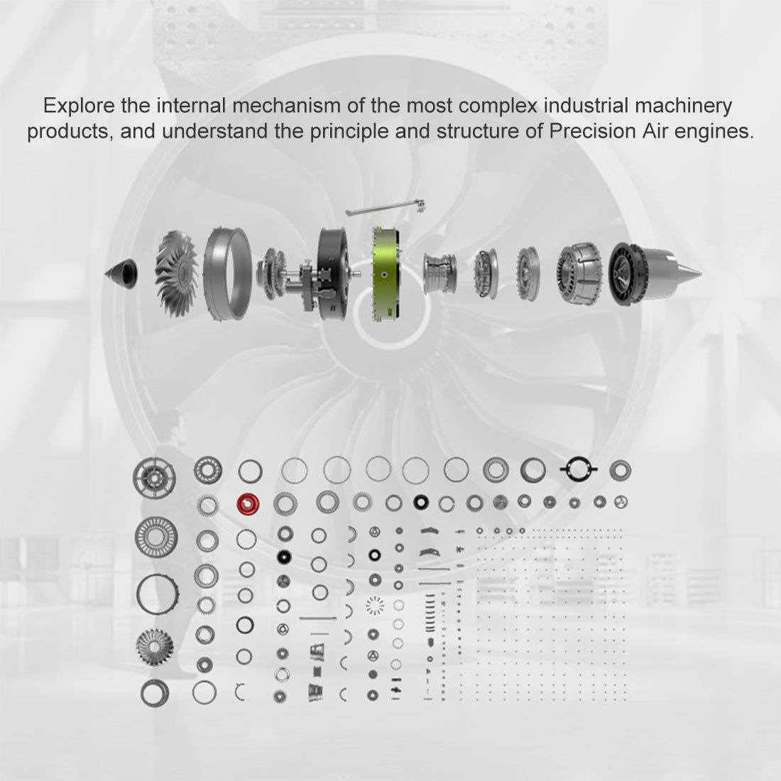Turbofan Engine Model Kit that Works - Build Your Own Turbofan Engine - TECHING 1/10 Full Metal Dual-Spool Turbofan Engine Aircraft Jet Engine Model 1000+Pcs