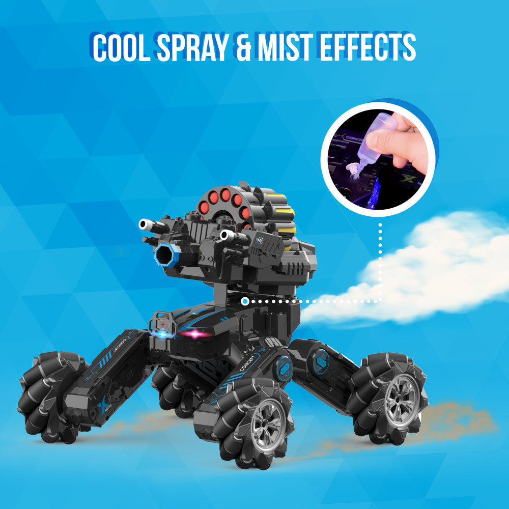 NERF Bullet Firing 4WD Drift Car RC Tank Model By Silvergear Fearless Armor Remote Controlled SMOKING 4x4 Truck Gesture Watch Control