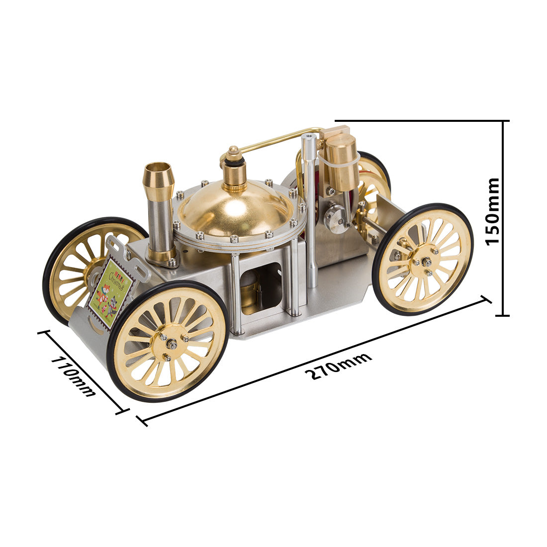 ENJOMOR Antique Metal Steam-Powered Car Model Retro Steam Engine Model Car STEM Toy Christmas Gift Collection