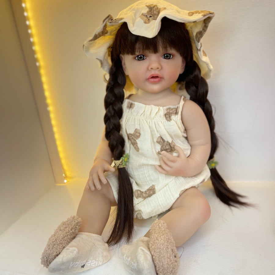 Silicone Kids Doll Girl Princess with Bath Toy & Feeding Set