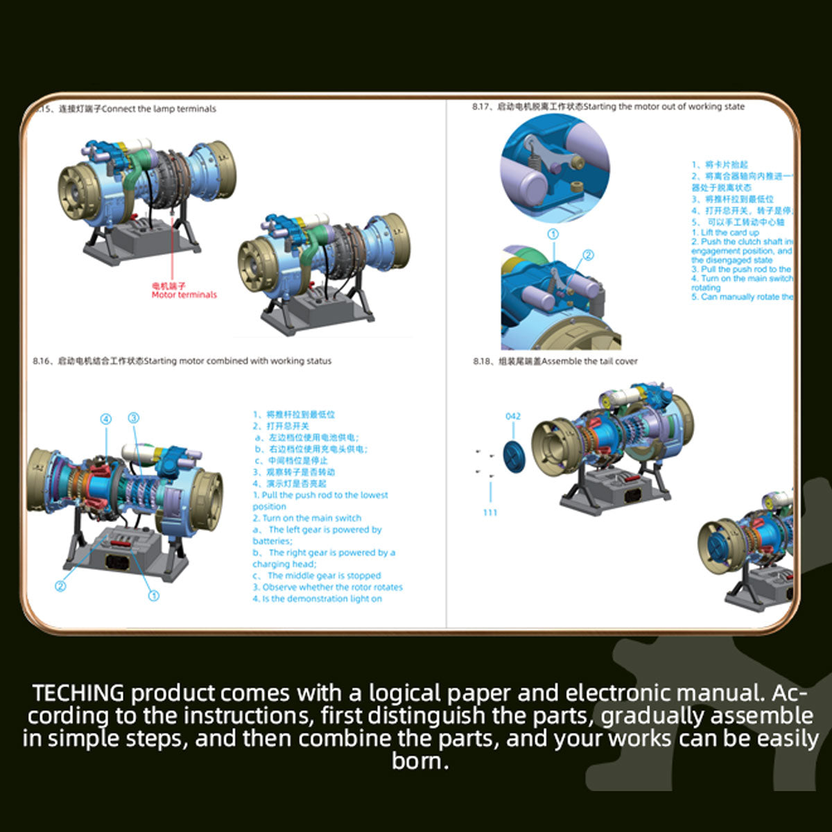 T700 Turboshaft Engine Model Kit that Works - Build Your Own Turboshaft Engine - TECHING 1/4 Metal Simulation Electric Military Helicopter Turboshaft Engine Model DM136