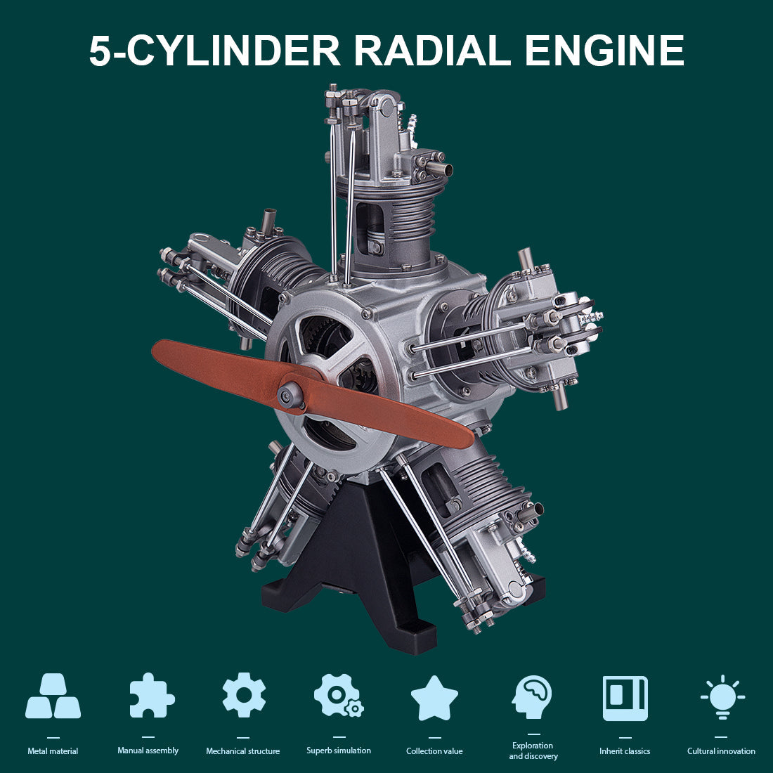 5 Cylinder Radial Engine Model Kit that Works - Build Your Own Radial Engine - TECHING 1: 6 Full Metal Radial Engine Model Kit 230+Pcs