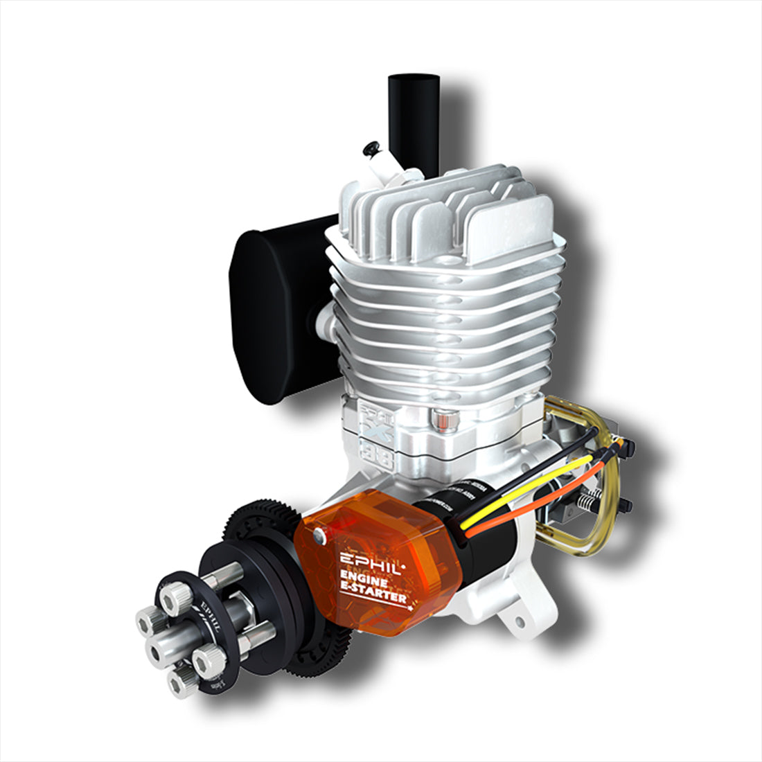 EPHIL X-38cc-S Pro Electric Startar Spark Plug Two-Stroke Single Cylinder Side Exhaust Gasoline Engine Model for Fixed-Wing Aircraft Models
