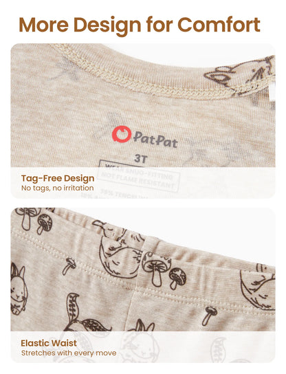 Toddler / Kids 2-piece Pajamas With Animal Print ( Snug-Fitting ) Apricot