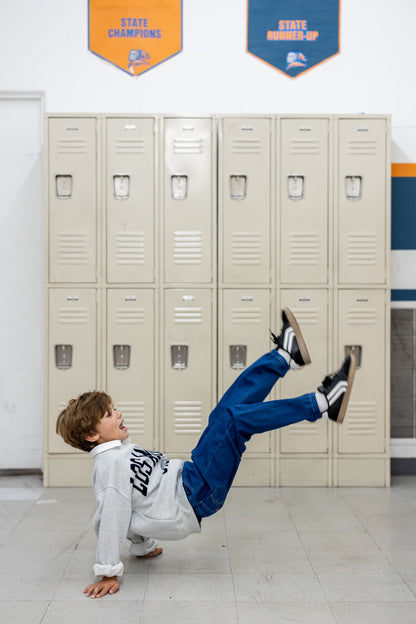 Kids Elastic Waist Denim Pants Soft Stretch Comfortable Everyday Jeans with Pockets Deep Blue