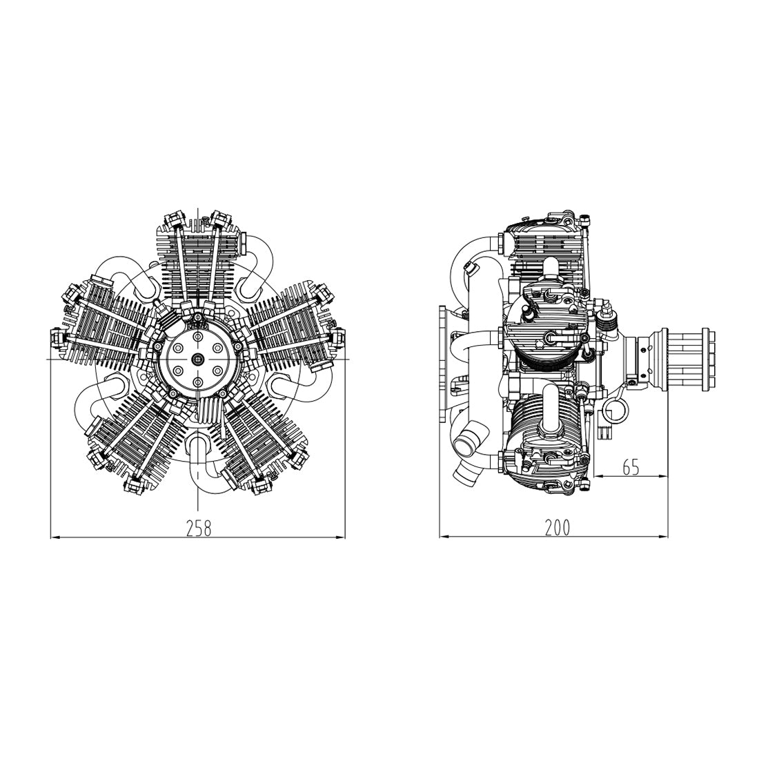 NGH GF150R5 150cc Radial Engine Five-cylinder Four-stroke Air-cooled Gasoline Engine Model for Fixed-Wing RC Airplanes