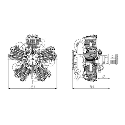 NGH GF150R5 150cc Radial Engine Five-cylinder Four-stroke Air-cooled Gasoline Engine Model for Fixed-Wing RC Airplanes