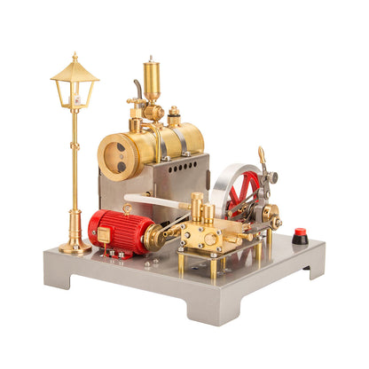 RETROL SE-02 Full Metal Stationary Steam Engine Model and Boiler Model Kit with Generator and Street Lamp