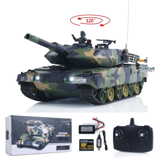 HengLong 3809 2.4GHz 1/24 RC Tank Leopard 2 A5 Remote Control Battle Tank Model BB Infrared Battle Spray Water Battery Radio