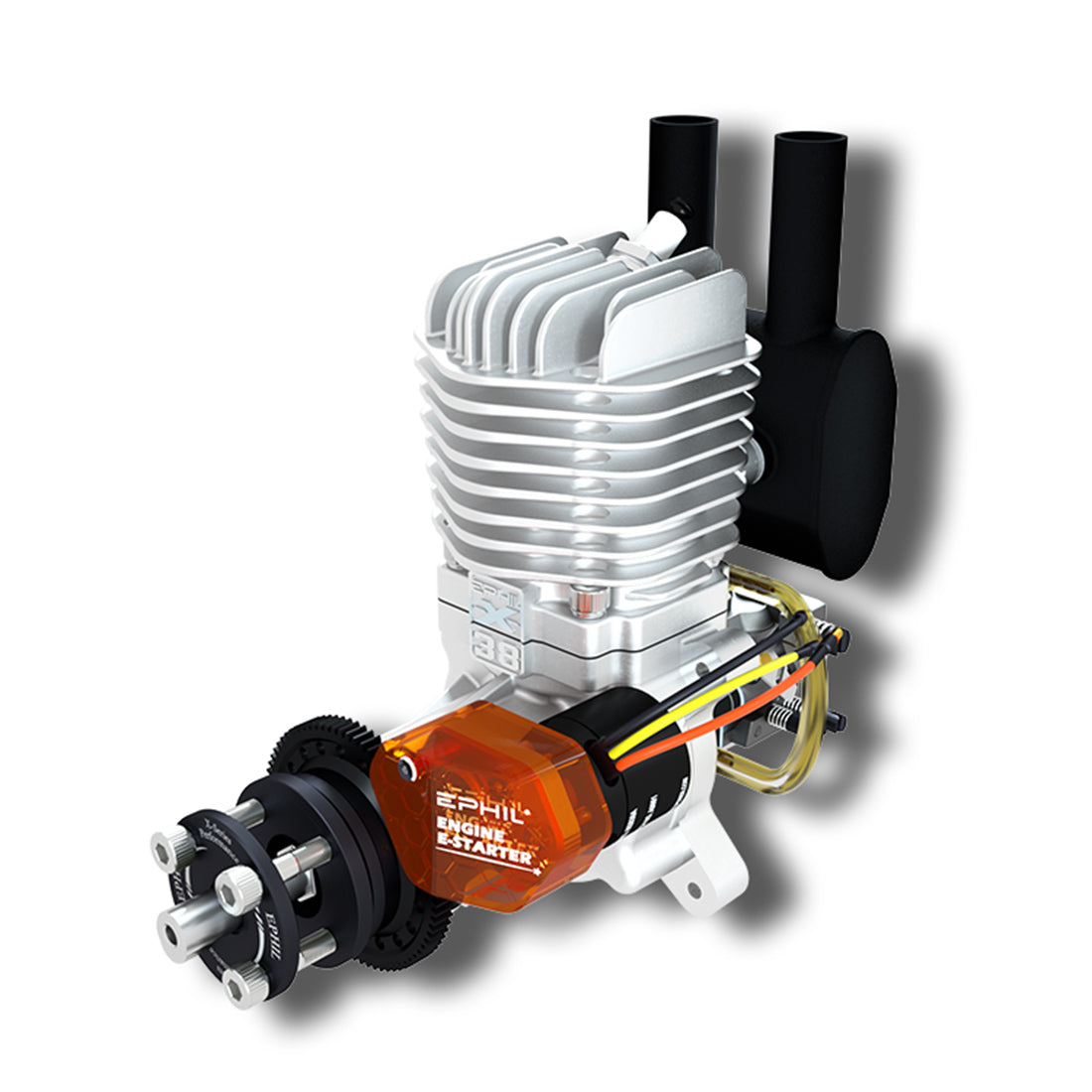 EPHIL X-38cc-S Pro Electric Startar Spark Plug Two-Stroke Single Cylinder Side Exhaust Gasoline Engine Model for Fixed-Wing Aircraft Models