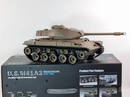 RC 1:16 Heng Long BB Firing Walker Bulldog Tank Remote Control LATEST Version 7 Twin Sound 2.4G RC USA M41A3 Smoking Army Battle Tank INFRARED