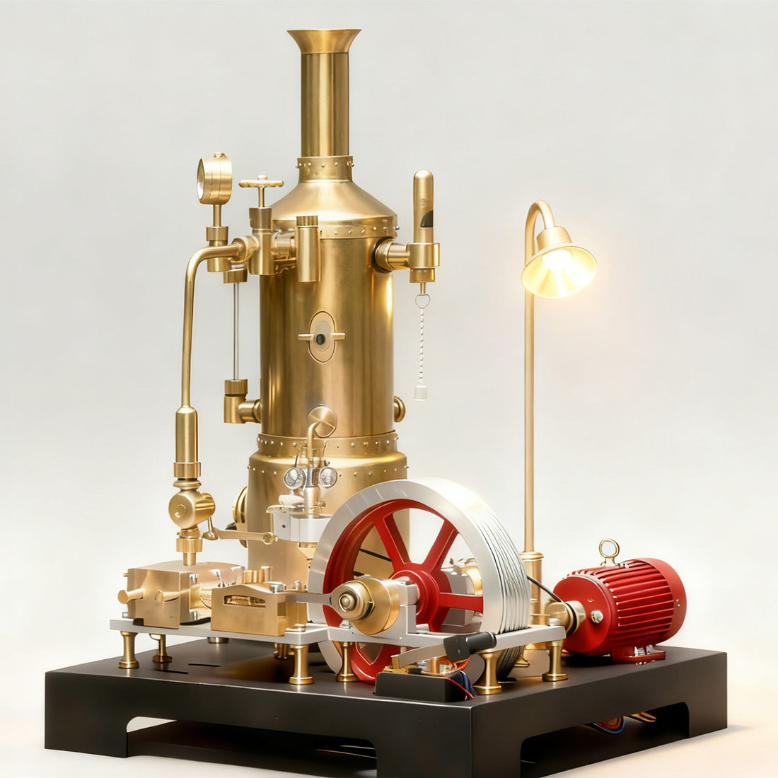 RETROL SE-03 Working Stationary Mill Steam Engine Model Kit with Boiler, Generator and Lamp Stand