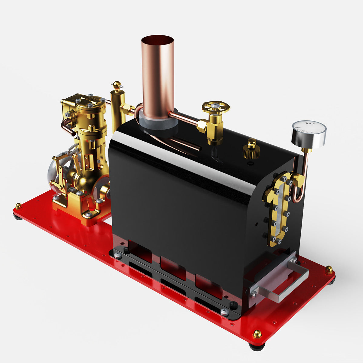 RW-BL1K Mini Reversible Reciprocating Single-Cylinder Live Steam Engine Kit with Boiler DIY Kit