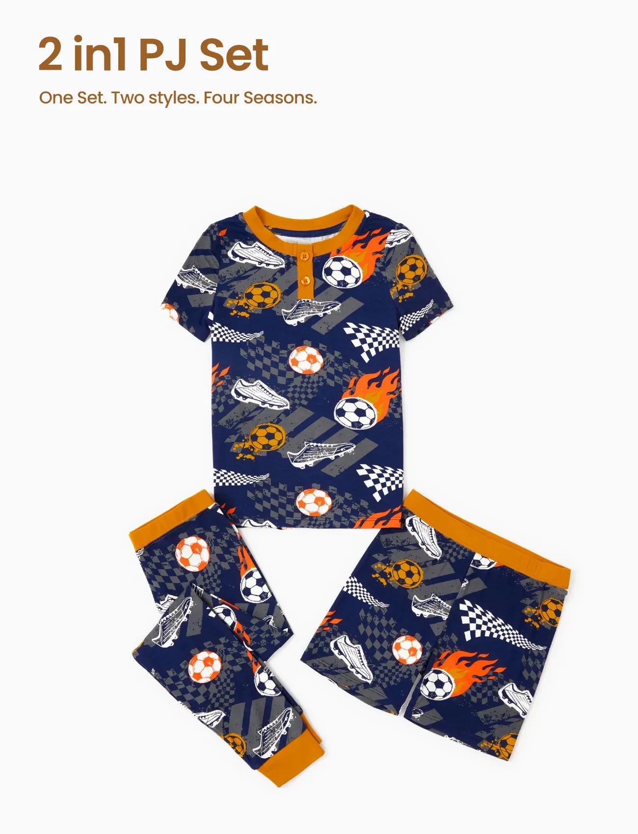 Toddler / Kids Christmas / Halloween PJS for Boys 3-Piece Bamboo Pajama Set 2-in-1 Look for 4 Seasons (Snug-Fitting) Black
