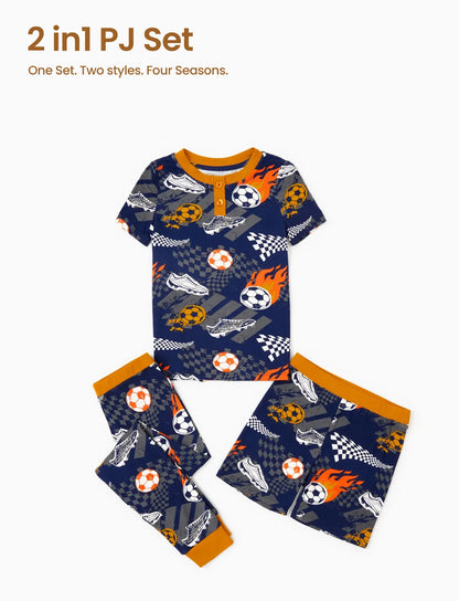 Toddler / Kids Christmas / Halloween PJS for Boys 3-Piece Bamboo Pajama Set 2-in-1 Look for 4 Seasons (Snug-Fitting) Black