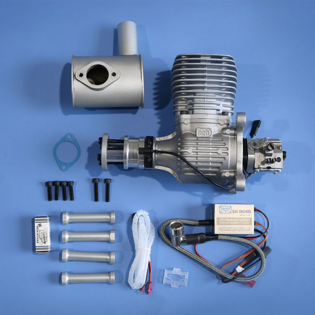 NGH GT65 65cc Single-Cylinder Two-Stroke Air-Cooled Gasoline Engine Model for Fixed-Wing RC Airplanes