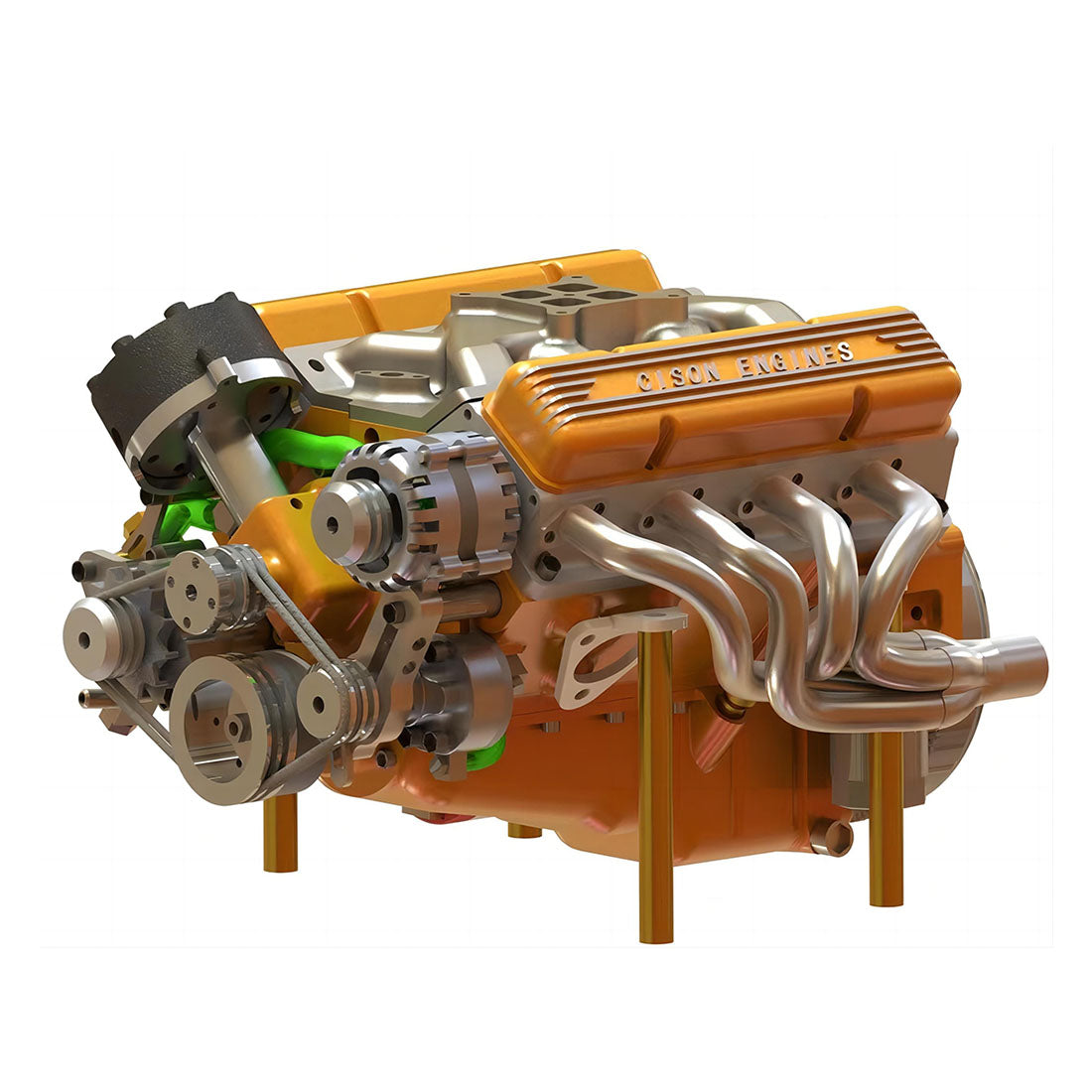 CISON V8 Engine Pro Small-block 44CC 1/6 Scale Water-Cooled 4-Stroke 8-Cylinder Gasoline Engine Internal Combustion V8 Engine Model Kit that Works