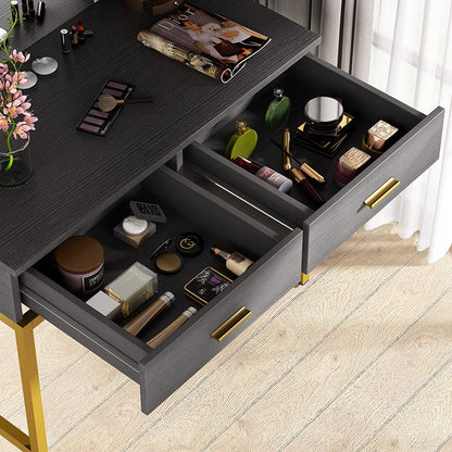 LED Lighted Mirror Black Dressing Table