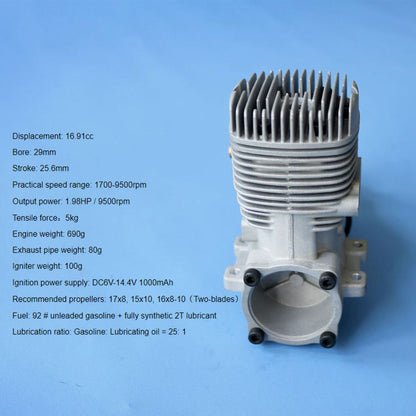 NGH GT17-Pro 17cc Single-Cylinder Two-Stroke Air-Cooled Gasoline Engine Model for Fixed-Wing RC Airplanes