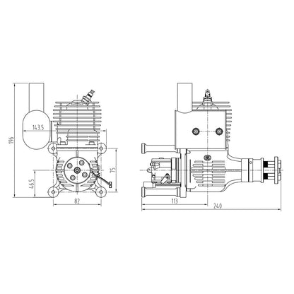 NGH GT65 65cc Single-Cylinder Two-Stroke Air-Cooled Gasoline Engine Model for Fixed-Wing RC Airplanes