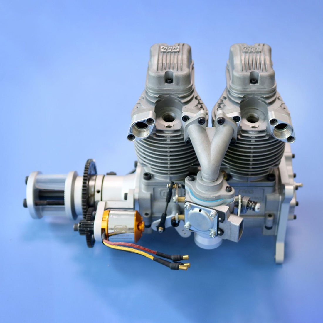 NGH GF60i2-E 60cc Inline Twin-Cylinder Four-Stroke Air-Cooled Gasoline Engine Model with Electric Starter for Fixed-Wing RC Airplanes