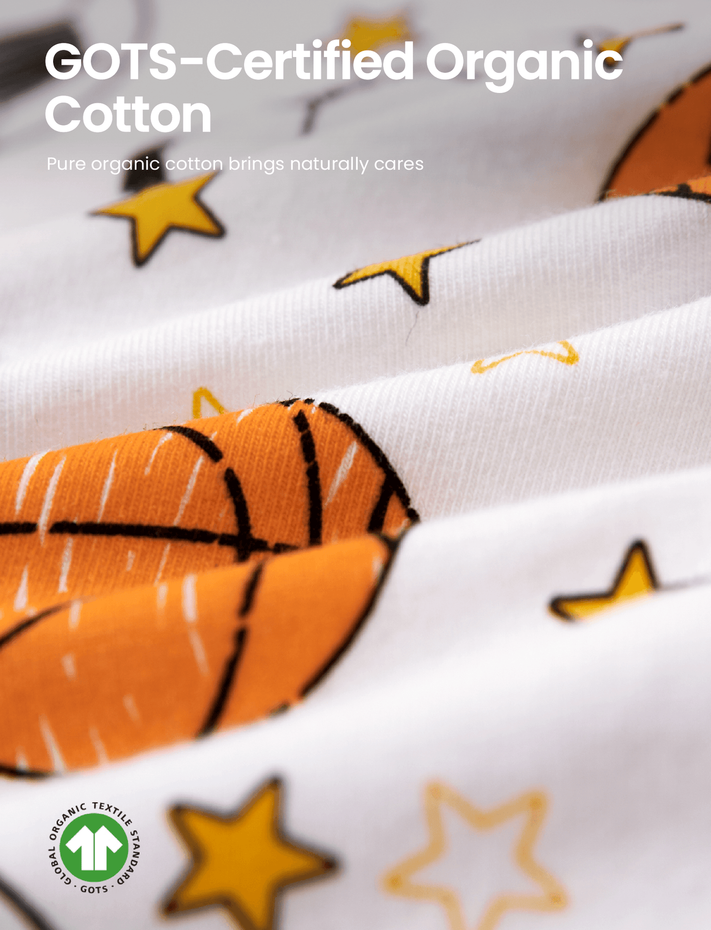 Halloween Pajamas Set with Childlike Print 2-piece Snug fit Organic Cotton Pajamas for Toddler / Kids Girls / Boys White