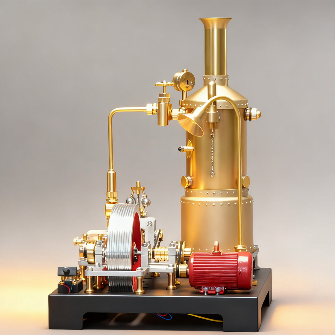 RETROL SE-03 Working Stationary Mill Steam Engine Model Kit with Boiler, Generator and Lamp Stand