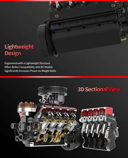 TOYAN V8 Engine FS-V800WGPC 28cc OHV Gasoline Engine - Build Your Own V8 Engine - V8 Engine Model Kit That Works