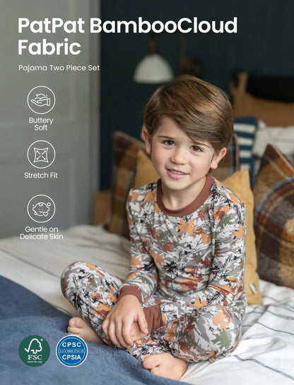 Christmas / Halloween Pajamas 2-piece Bamboo Pajamas Set With Playful Print for Toddler / Kids ( Snug-Fitting) Brown