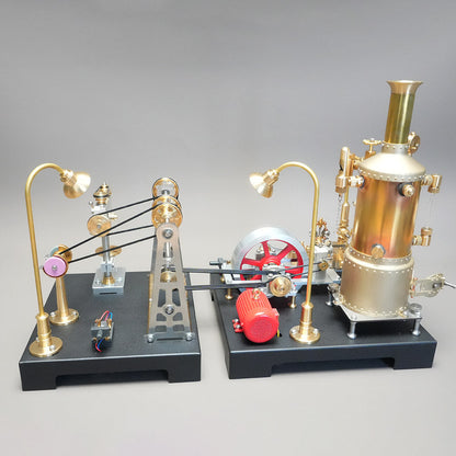 RETROL SE-03 Working Stationary Mill Steam Engine Model Kit with Boiler, Generator and Lamp Stand