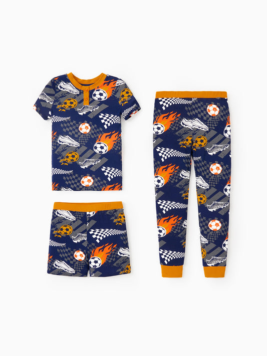 Toddler / Kids Christmas / Halloween PJS for Boys 3-Piece Bamboo Pajama Set 2-in-1 Look for 4 Seasons (Snug-Fitting) Black
