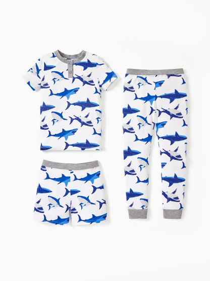 Toddler / Kids Christmas / Halloween PJS for Boys 3-Piece Bamboo Pajama Set 2-in-1 Look for 4 Seasons (Snug-Fitting) Bluish Grey