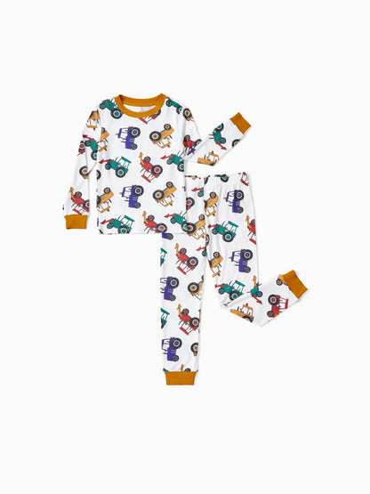 Christmas / Halloween Pajamas 2-piece Bamboo Pajamas Set With Playful Print for Toddler / Kids ( Snug-Fitting) Yellow