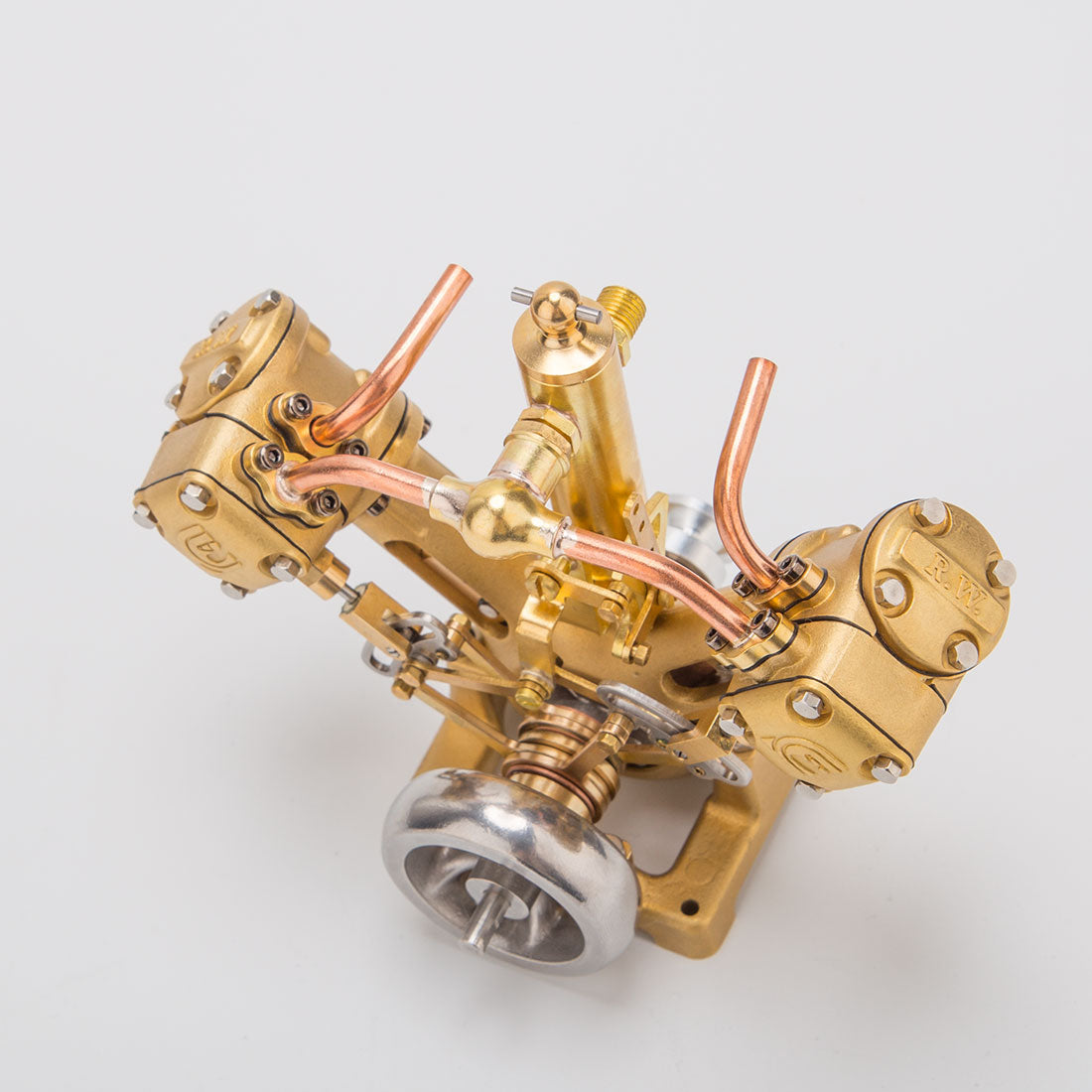 RW-V2 Mini V-Shape Double Cylinder Steam Engine Model for 70-130cm Steamship