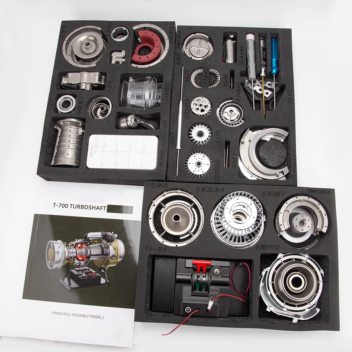 T700 Turboshaft Engine Model Kit that Works - Build Your Own Turboshaft Engine - TECHING 1/4 Metal Simulation Electric Military Helicopter Turboshaft Engine Model DM136