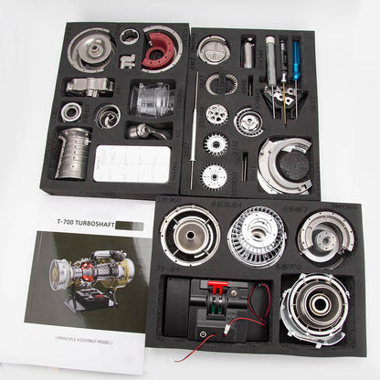 T700 Turboshaft Engine Model Kit that Works - Build Your Own Turboshaft Engine - TECHING 1/4 Metal Simulation Electric Military Helicopter Turboshaft Engine Model DM136