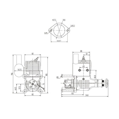 NGH GT65 65cc Single-Cylinder Two-Stroke Air-Cooled Gasoline Engine Model for Fixed-Wing RC Airplanes