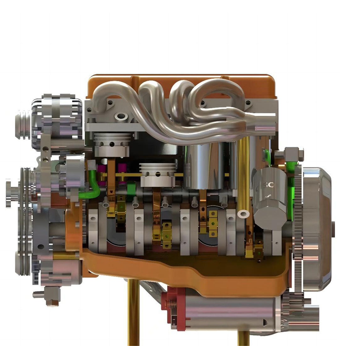 CISON V8 Engine Pro Small-block 44CC 1/6 Scale Water-Cooled 4-Stroke 8-Cylinder Gasoline Engine Internal Combustion V8 Engine Model Kit that Works
